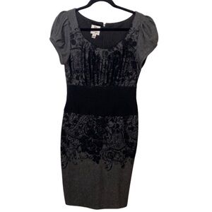 Suzi Chin for Maggy Boutique Black Sheath Cocktail Dress, Puff Cap Sleeves. Sz 8